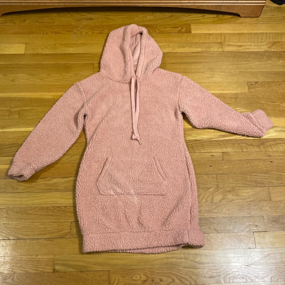 Pink fuzzy sweater dress